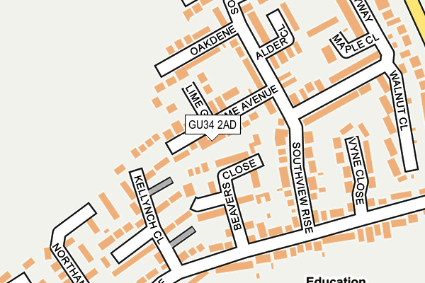 GU34 2AD map - OS OpenMap – Local (Ordnance Survey)