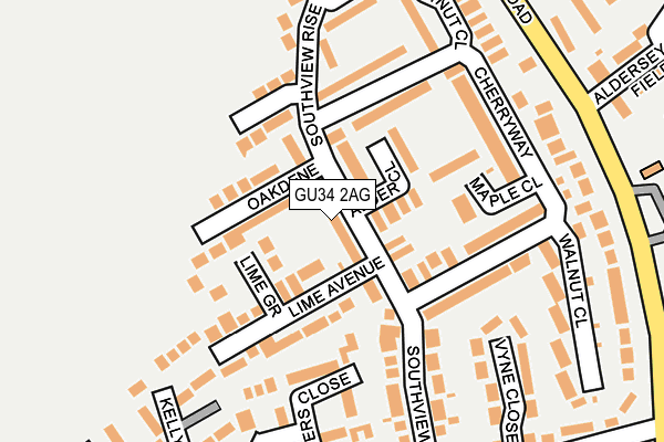 GU34 2AG map - OS OpenMap – Local (Ordnance Survey)