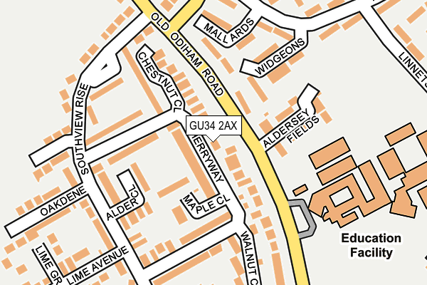 GU34 2AX map - OS OpenMap – Local (Ordnance Survey)