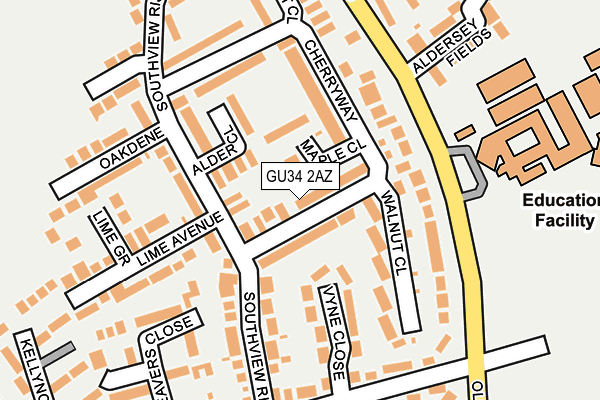 GU34 2AZ map - OS OpenMap – Local (Ordnance Survey)