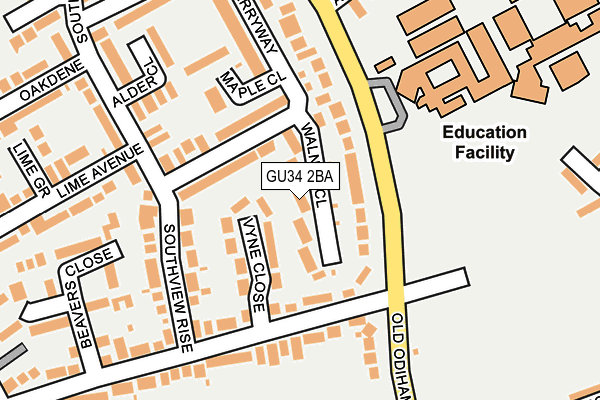 GU34 2BA map - OS OpenMap – Local (Ordnance Survey)