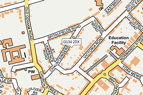 GU34 2DX map - OS OpenMap – Local (Ordnance Survey)