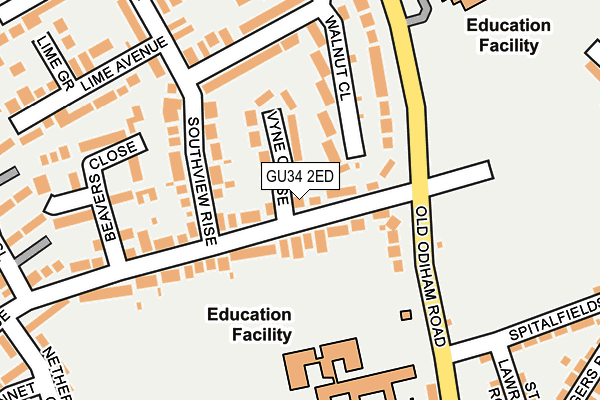 GU34 2ED map - OS OpenMap – Local (Ordnance Survey)