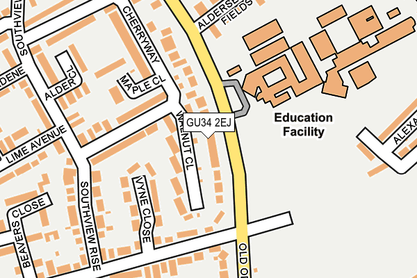 GU34 2EJ map - OS OpenMap – Local (Ordnance Survey)