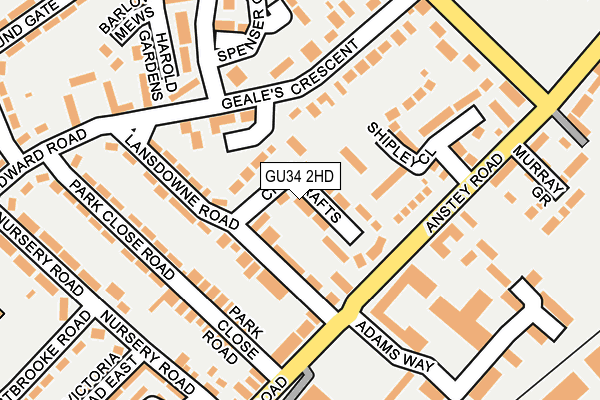 GU34 2HD map - OS OpenMap – Local (Ordnance Survey)