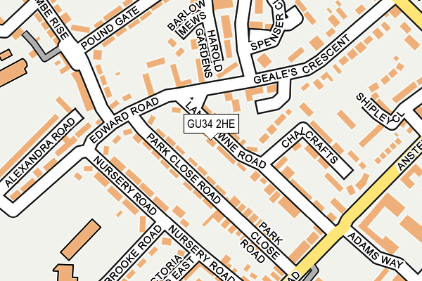 GU34 2HE map - OS OpenMap – Local (Ordnance Survey)