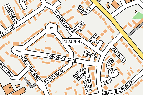 GU34 2HN map - OS OpenMap – Local (Ordnance Survey)