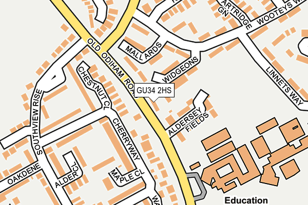 GU34 2HS map - OS OpenMap – Local (Ordnance Survey)