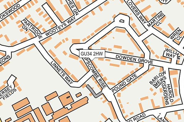 GU34 2HW map - OS OpenMap – Local (Ordnance Survey)