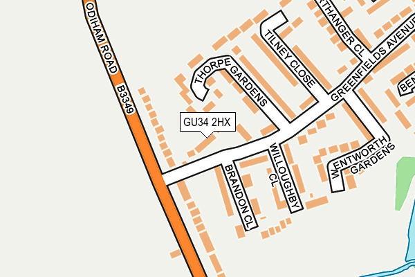 GU34 2HX map - OS OpenMap – Local (Ordnance Survey)