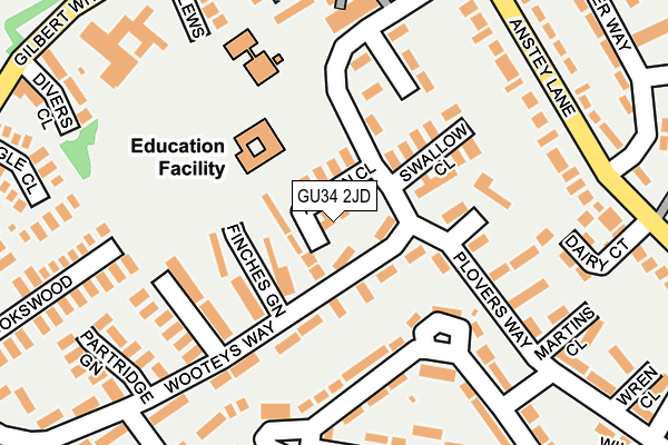 GU34 2JD map - OS OpenMap – Local (Ordnance Survey)