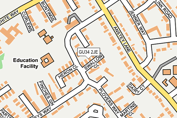 GU34 2JE map - OS OpenMap – Local (Ordnance Survey)