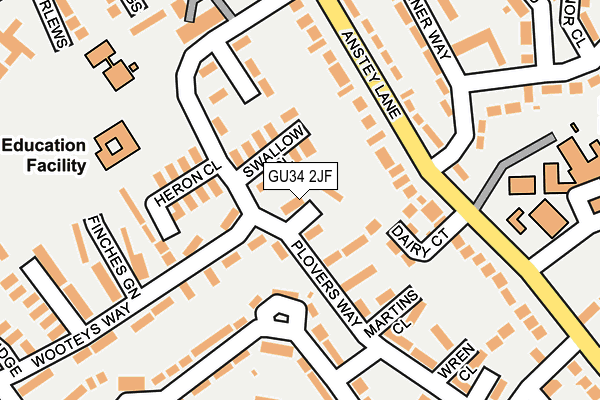 GU34 2JF map - OS OpenMap – Local (Ordnance Survey)