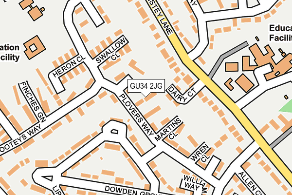 GU34 2JG map - OS OpenMap – Local (Ordnance Survey)