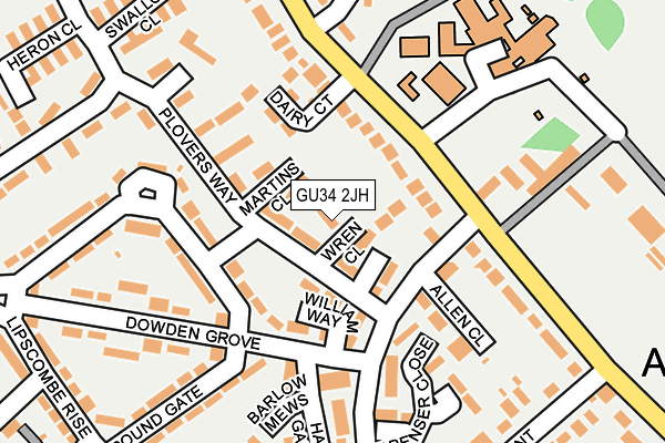 GU34 2JH map - OS OpenMap – Local (Ordnance Survey)