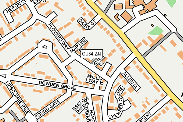 GU34 2JJ map - OS OpenMap – Local (Ordnance Survey)