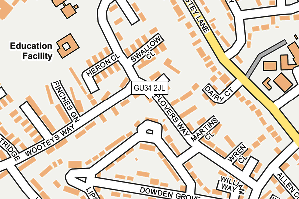 GU34 2JL map - OS OpenMap – Local (Ordnance Survey)