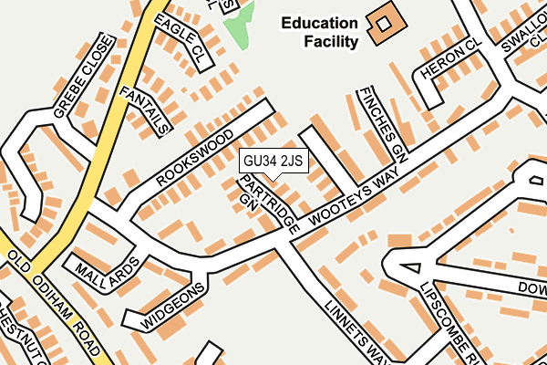 GU34 2JS map - OS OpenMap – Local (Ordnance Survey)