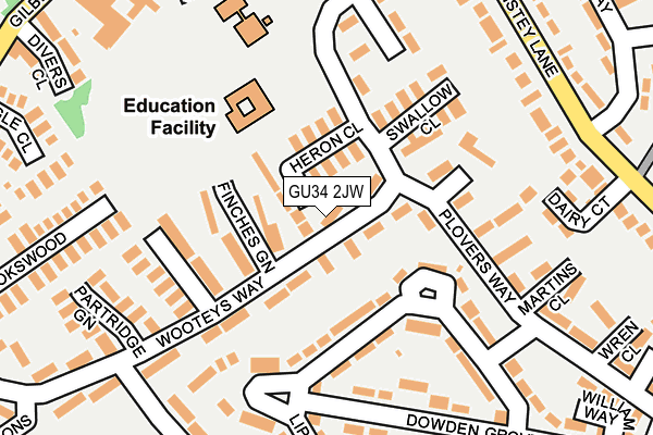 GU34 2JW map - OS OpenMap – Local (Ordnance Survey)