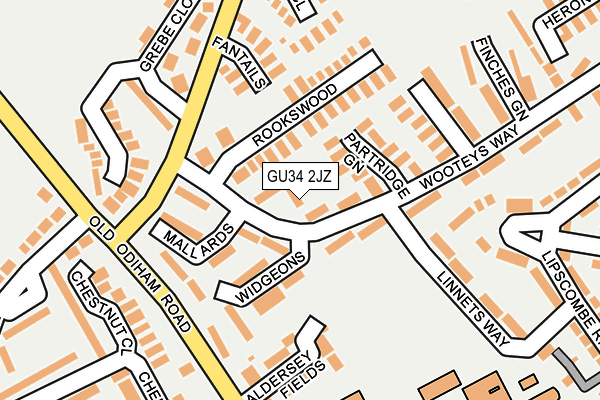 GU34 2JZ map - OS OpenMap – Local (Ordnance Survey)