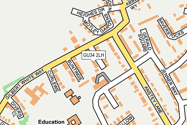 GU34 2LH map - OS OpenMap – Local (Ordnance Survey)