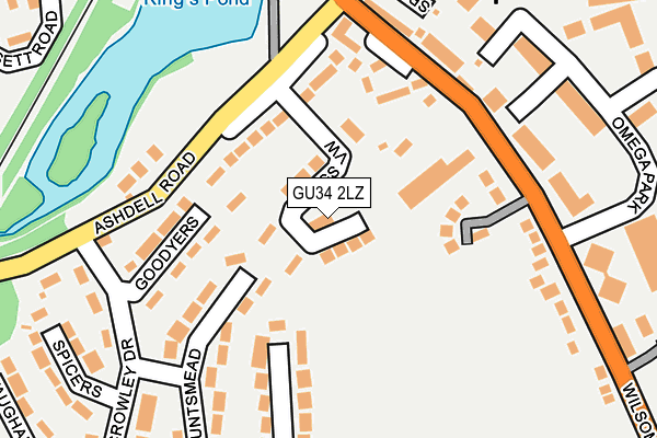 GU34 2LZ map - OS OpenMap – Local (Ordnance Survey)