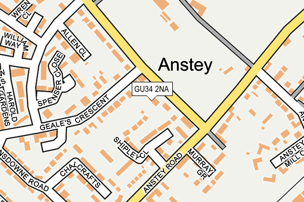 GU34 2NA map - OS OpenMap – Local (Ordnance Survey)