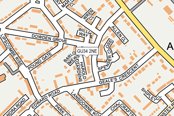 GU34 2NE map - OS OpenMap – Local (Ordnance Survey)