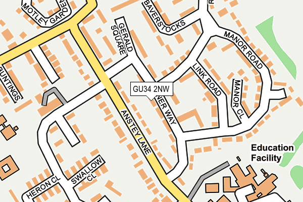 GU34 2NW map - OS OpenMap – Local (Ordnance Survey)