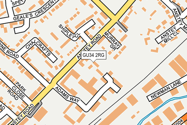 GU34 2RG map - OS OpenMap – Local (Ordnance Survey)