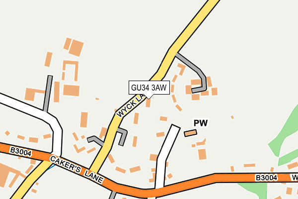 GU34 3AW map - OS OpenMap – Local (Ordnance Survey)