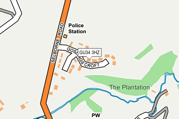 GU34 3HZ map - OS OpenMap – Local (Ordnance Survey)