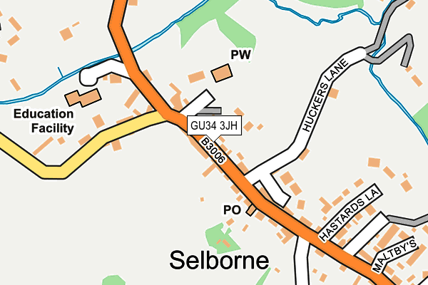 GU34 3JH map - OS OpenMap – Local (Ordnance Survey)