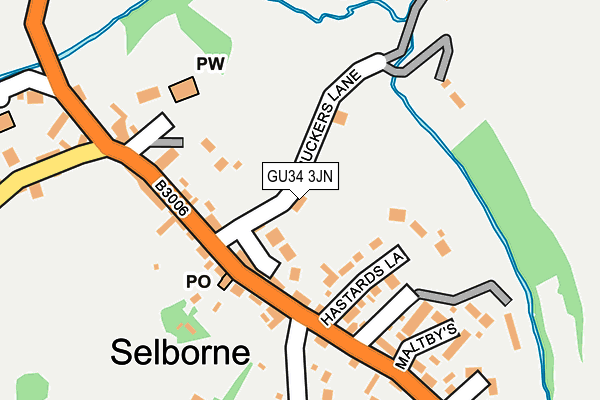 GU34 3JN map - OS OpenMap – Local (Ordnance Survey)