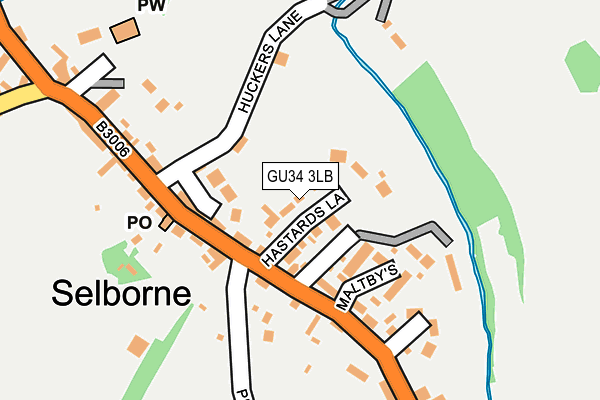 GU34 3LB map - OS OpenMap – Local (Ordnance Survey)