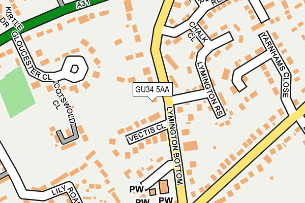 GU34 5AA map - OS OpenMap – Local (Ordnance Survey)