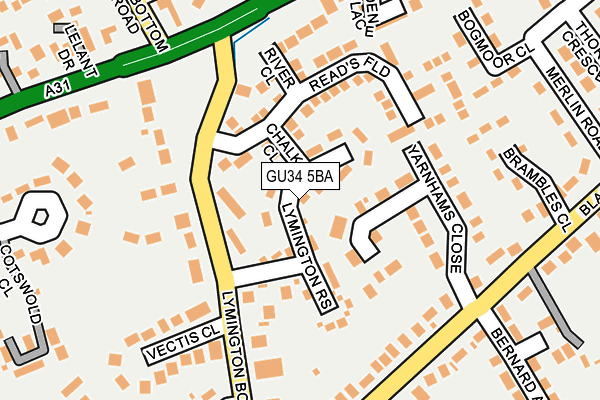 GU34 5BA map - OS OpenMap – Local (Ordnance Survey)