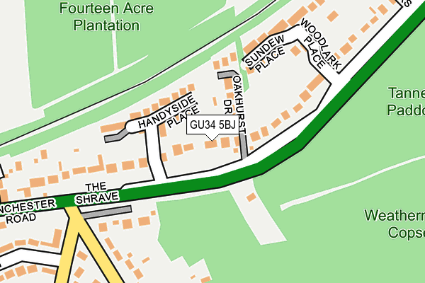 GU34 5BJ map - OS OpenMap – Local (Ordnance Survey)
