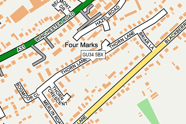 GU34 5BX map - OS OpenMap – Local (Ordnance Survey)