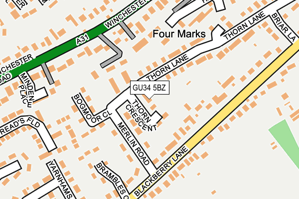 GU34 5BZ map - OS OpenMap – Local (Ordnance Survey)