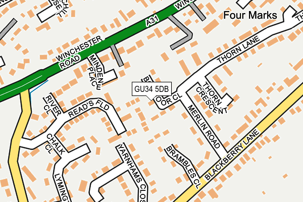 GU34 5DB map - OS OpenMap – Local (Ordnance Survey)