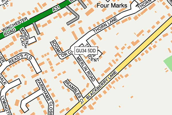 GU34 5DD map - OS OpenMap – Local (Ordnance Survey)