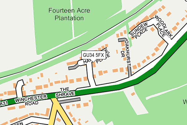 GU34 5FX map - OS OpenMap – Local (Ordnance Survey)