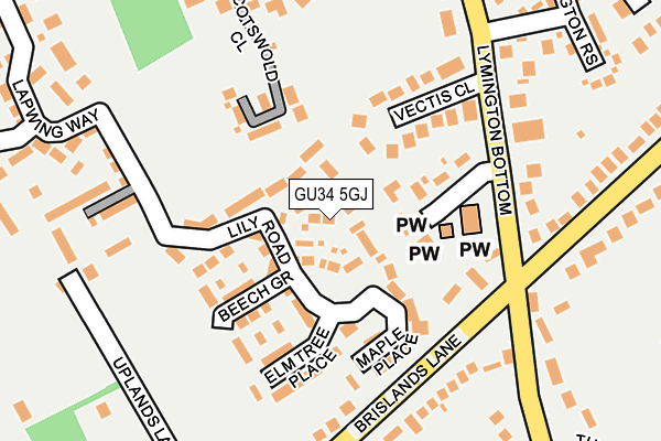 GU34 5GJ map - OS OpenMap – Local (Ordnance Survey)