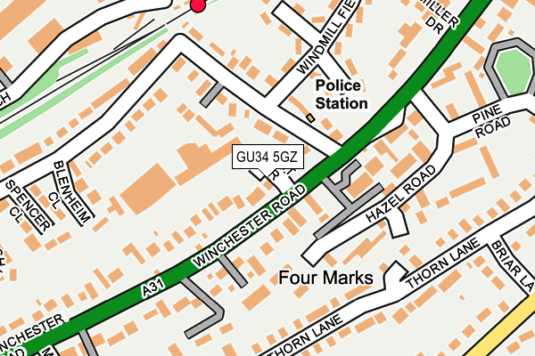 GU34 5GZ map - OS OpenMap – Local (Ordnance Survey)