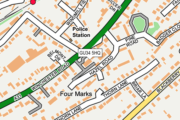 GU34 5HQ map - OS OpenMap – Local (Ordnance Survey)