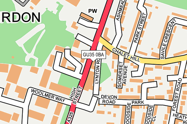 GU35 0BA map - OS OpenMap – Local (Ordnance Survey)