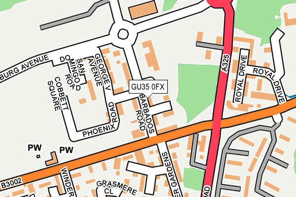 GU35 0FX map - OS OpenMap – Local (Ordnance Survey)