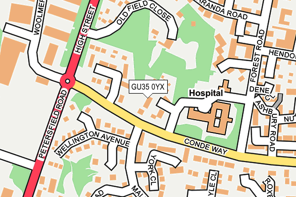 GU35 0YX map - OS OpenMap – Local (Ordnance Survey)
