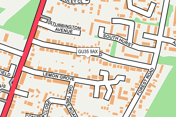 GU35 9AX map - OS OpenMap – Local (Ordnance Survey)